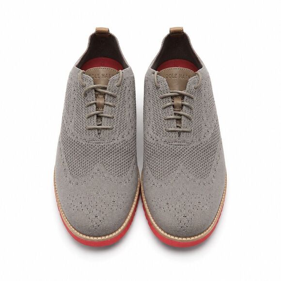 Cole Haan Zerogrand Stitchlite Wingtip Oxford Gray Red Mens 11.5M Comfort Shoes